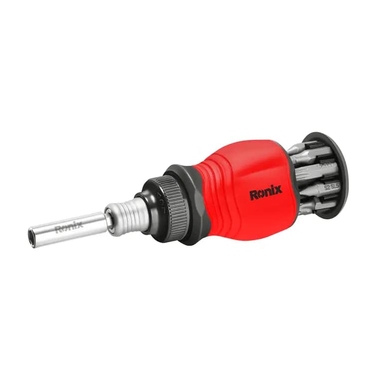 Компактная отвертка с битами, храповый механизм 10в1, Ronix, RH-2729
