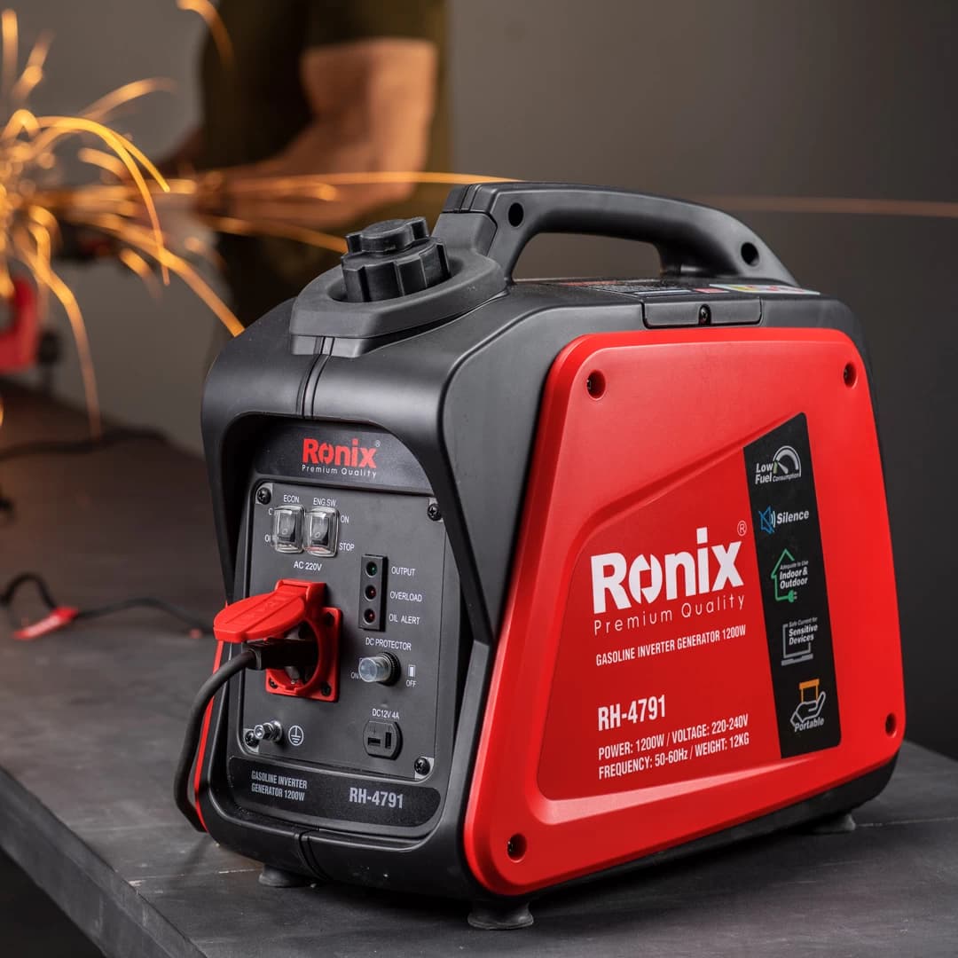 Бензиновый инверторный генератор Ronix 1200 Вт, 1,0 кВт, 4-тактный двигатель 60 куб. см, бак 3 л. — фото 12