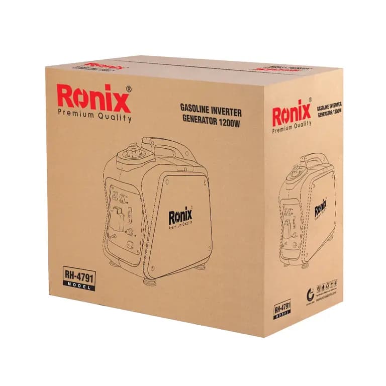 Бензиновый инверторный генератор Ronix 1200 Вт, 1,0 кВт, 4-тактный двигатель 60 куб. см, бак 3 л. — фото 11