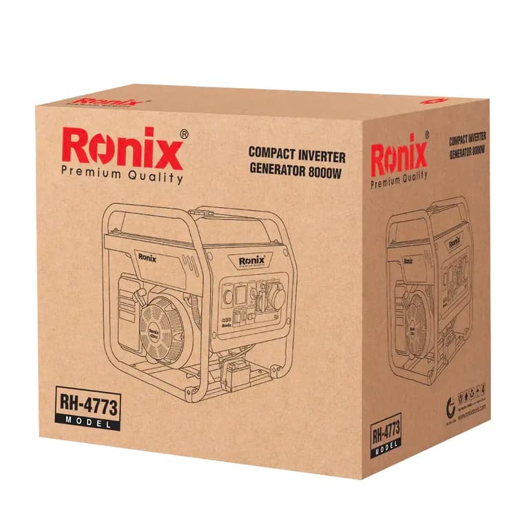 Бензиновый инверторный генератор Ronix 8000 Вт, 4-тактный двигатель, бак 25 литров, RH-4773 — фото 11