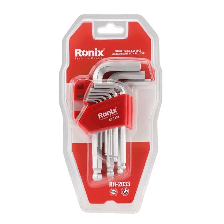 Набор магнитных шестигранных ключей Hex с короткой рукояткой, 9 штук, Ronix — фото 9