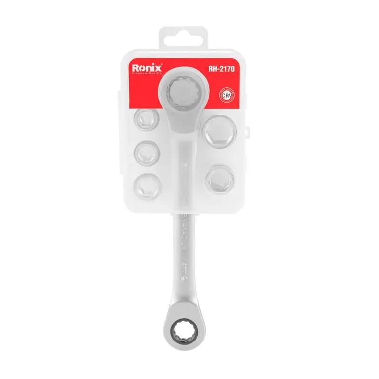 Гаечный двухсторонний ключ с трещеткой 7в1, Ronix, RH-2170