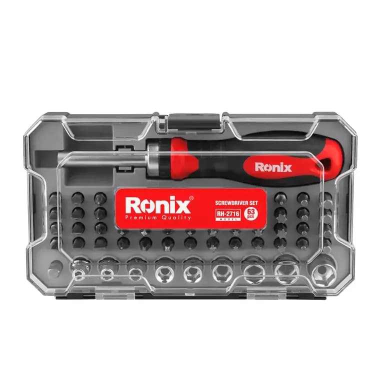Отвертка с набором бит и головок (63 предмета) Ronix — фото 3