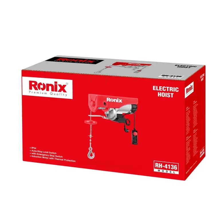 Электрический тельфер Ronix 18 м, 1000 кг, мощность 1600 Вт, диаметр троса 5,6 мм, RH-4136 — фото 8