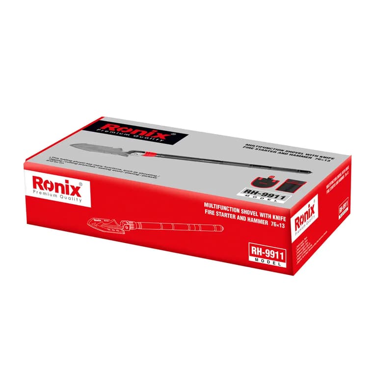 Лопата тактическая складная Ronix повышенной прочности, длина 76 см, многофункциональная 10 в 1 — фото 11